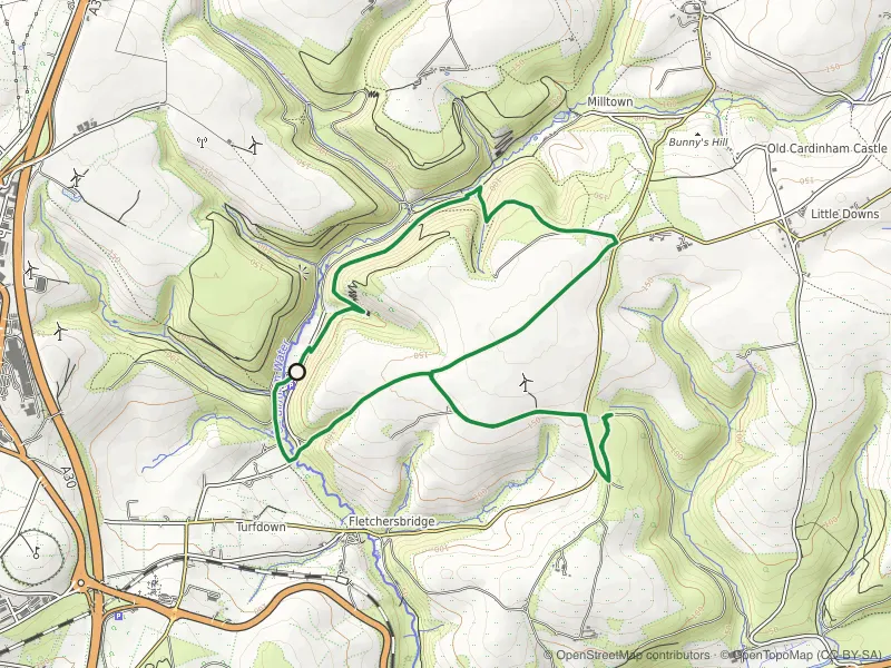 Map of the Cardinham Woods Loop route line