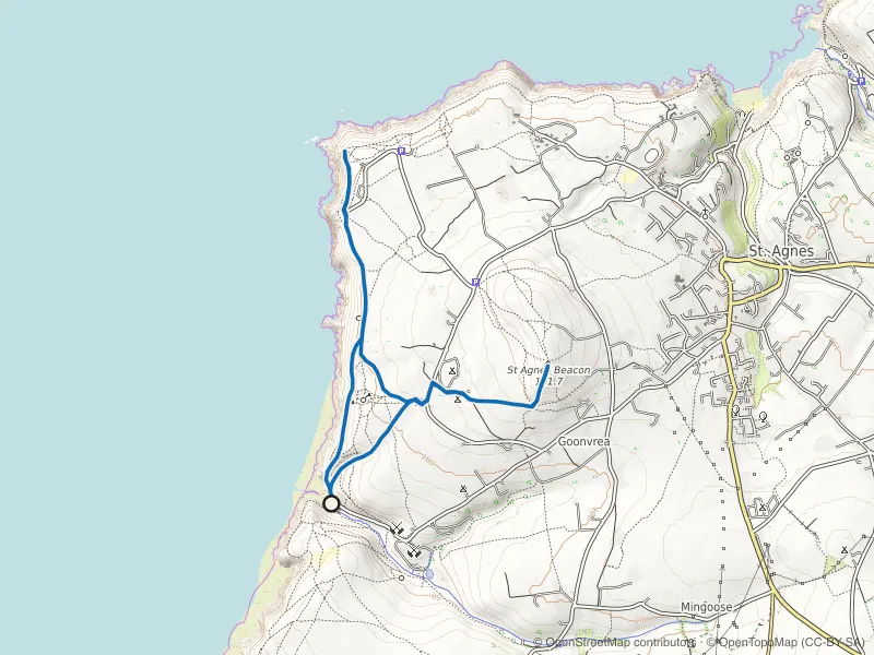 Map of the Chapel Porth and St Agnes Beacon Loop route line