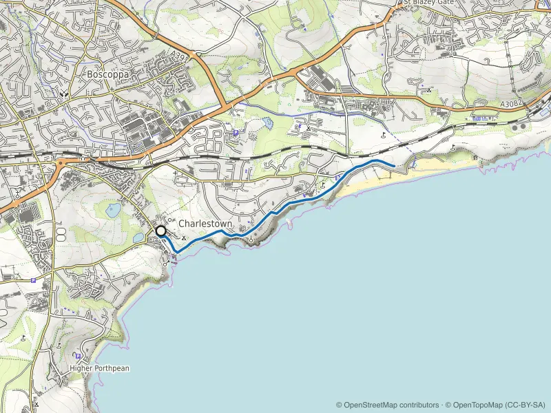Map of the Charlestown to Carlyon Bay route line