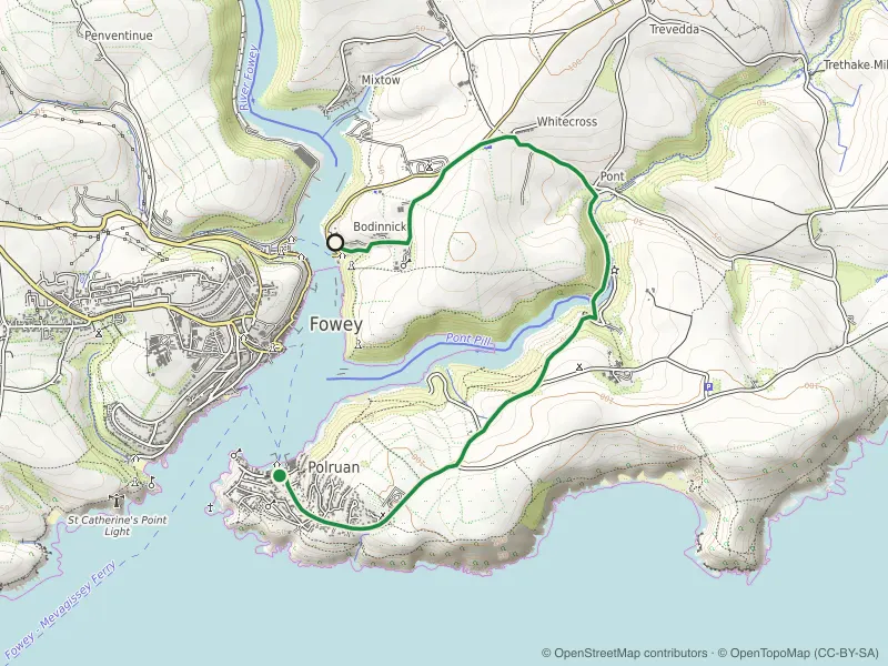 Map of the Fowey Hall Walk route line
