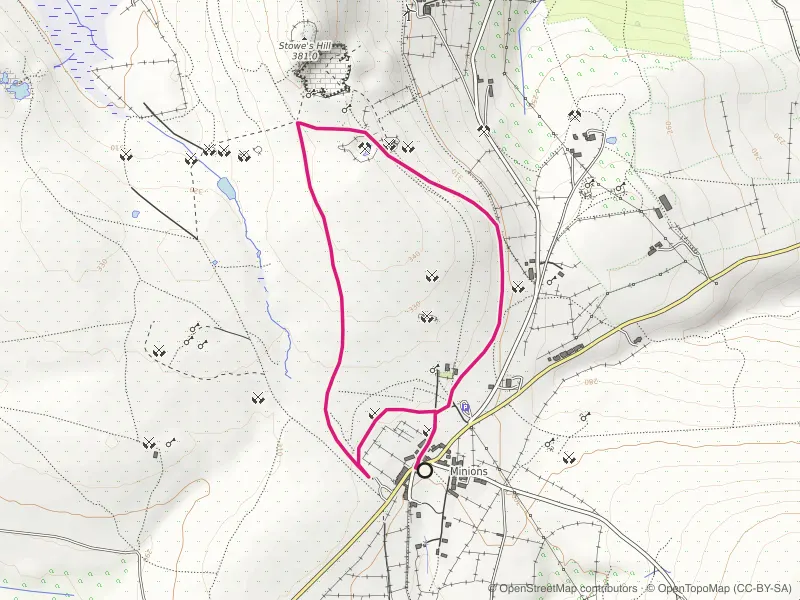 Map of the Minions and The Cheesewring Loop route line