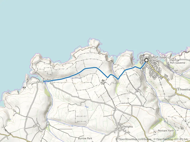 Map of the Port Isaac to Port Quin route line
