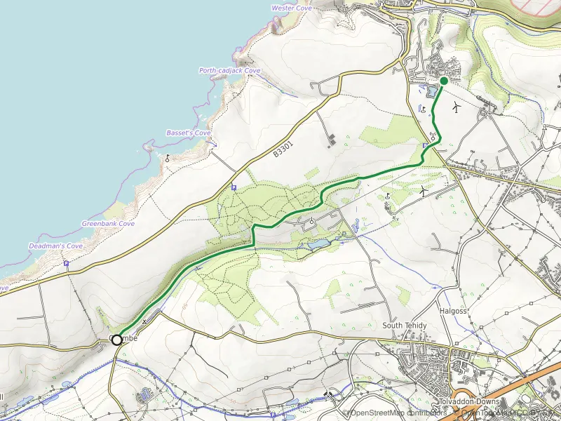 Map of the Tehidy Trail route line